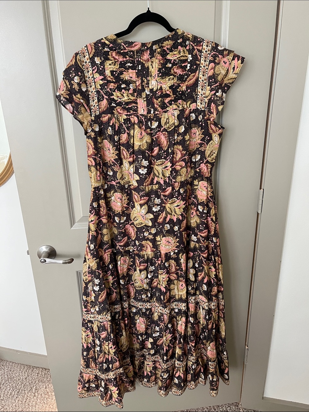 Sundance Floral Maxi Dress in Black, Pink, and Cream - Picture 3 of 3